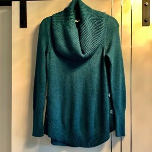 Kismet teal Blue cowl turtleneck Sweater Small